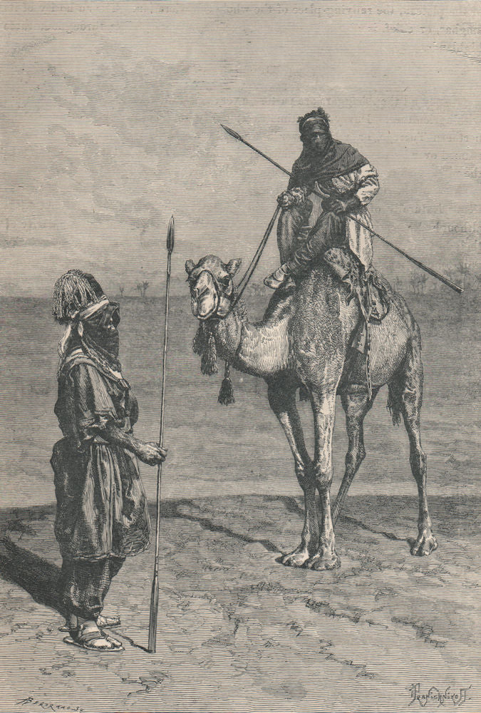 Tuaregs on a Journey. Africa. The Sahara 1885 old antique print picture